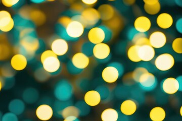 Obraz premium Vibrant Yellow Teal Bokeh Stunning Glowing Light Contemporary Aesthetic Design