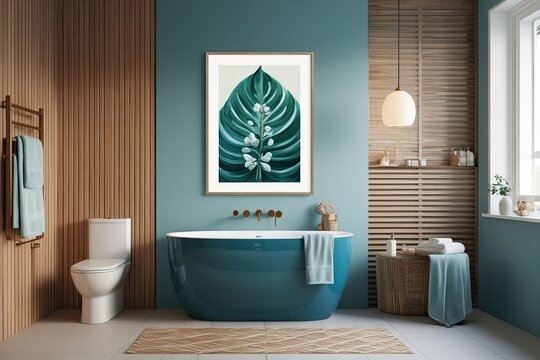 Modern Digital Frame Mockup for A2 Bathroom Wall Art with Relaxing Spa Aesthetic