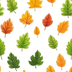 Obraz premium Vibrant and Natural Leaves Pattern on Pristine White Background