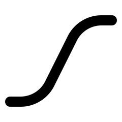 Ease in out icon in solid-filled glyph style. Simple animation symbol vector illustration — pixel-perfect icon.