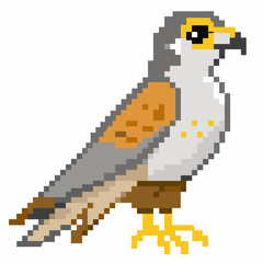 Obraz premium Pixel Art Falcon Illustration Retro Digital Bird Design for Game Assets and Avian Art Lovers