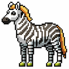 Fototapeta premium Pixel Art Zebra with Orange Mane on White Background