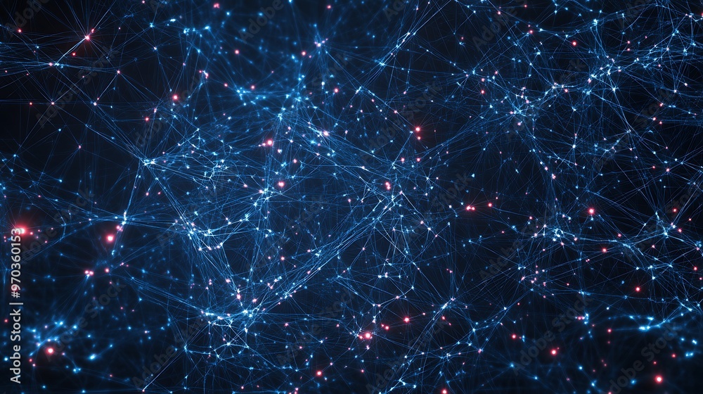 Leinwandbilder abstract network of interconnected glowing lines and points