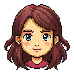 Pixel Art Girl with Red Hair and Blue Eyes Character Portrait