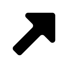 Upper right arrow icon in solid-filled glyph style. Simple direction symbol vector illustration — pixel-perfect icon.