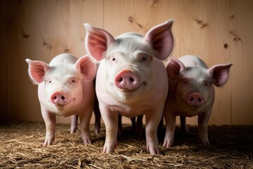 Rustic Pig Gathering Art on Light Background