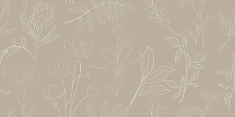 Floral vintage pattern vector with seamless flower design