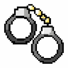 Pixel Art Handcuffs Icon   Retro 90s Gaming Style Police Graphic
