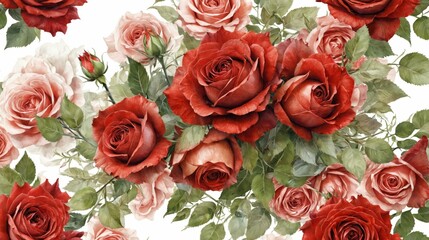 Obraz premium Digital illustration bouquet red roses roses are full PNG Red ro