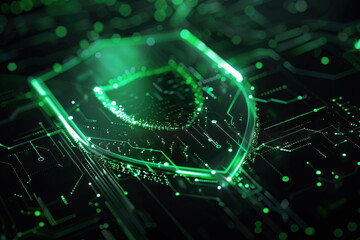 Obraz premium data protection and security in cyber space, green line drawing, cyber