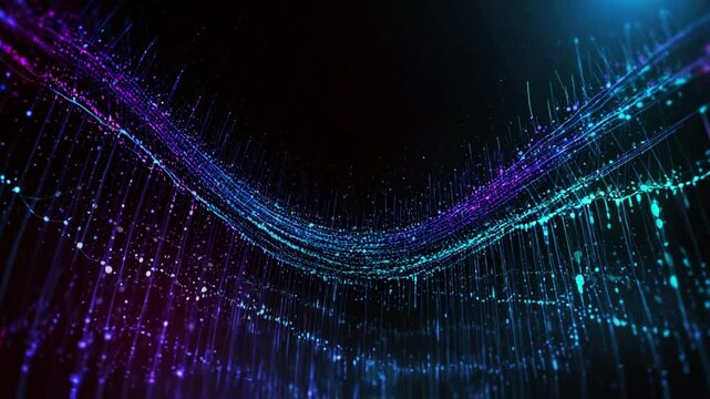 Internet data transmission, Digital background, A large number of light connections connected to a 3-dimensional point, Cybernetics, Just lit up in orange and blue. Black empty space and background