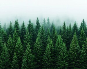 Obraz premium Waterfall cascading through a dense pine forest, with mist rising and light streaming through, waterfall cascade, majestic forest aesthetic