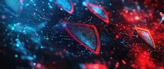 Abstract Digital Art with Red and Blue Shapes