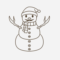 snowman mascot good for coloring book, doodles, element design, etc