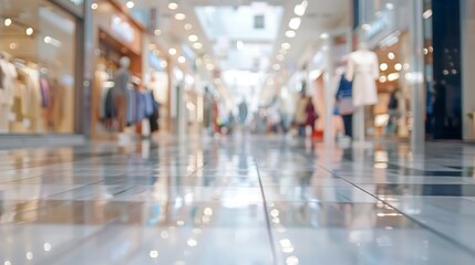 Motion blurred shoppers walking through a modern shopping mall with colorful bags, creating a dynamic and busy retail atmosphere, perfect for e-commerce, shopping-themed campaigns, and urban lifestyle