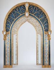 Ornate archway blue gold color scheme made up PNG  Elegant vinta