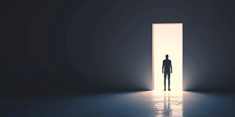 Obraz premium Man Standing in Doorway with Light