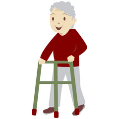 Happy Elderly People Character on White Background. Vector Illustration in Flat Style