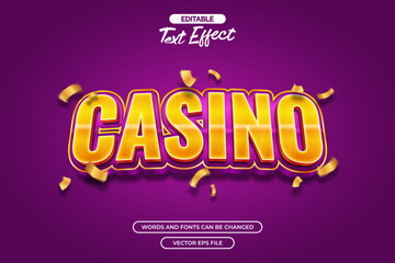 Casino editable text effect with confetti decoration