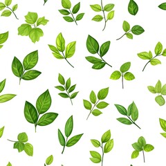 Obraz premium Seamless background pattern with various lush green leaves and foliage in natural and organic design