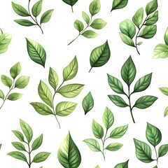Naklejka premium Seamless Natural Leaf Pattern on White Background
