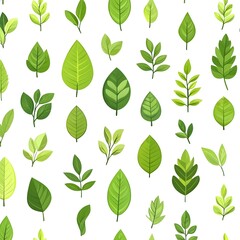 Fototapeta premium Natural Seamless Green Leaf Pattern for Botanical Backdrop Design