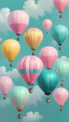 Obraz premium digital painting Captivating hot air balloons with colorful fantasy landscape