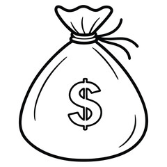 Money bag line art vector on a white background
