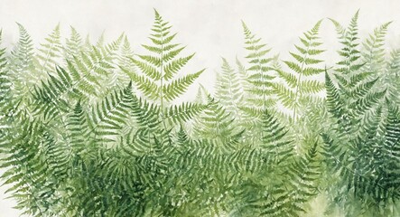 Watercolor painting group fern leaves leaves are various PNG Fer