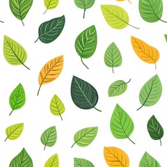 Obraz premium Lush and Natural Leaf Pattern Seamlessly Repeating on a Clean White Background