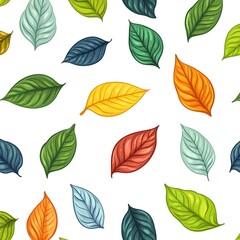 Obraz premium Natural Leaf Pattern on White Background Seamless Botanical