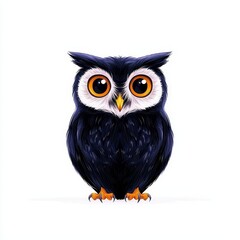 Naklejka premium Wildlife Owl, line art isolated on white background, clean, precise lines with minimalistic design, accentuating distinct facial features and sharp gaze of this nocturnal bird