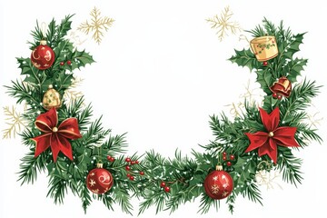 Christmas Wreath with Red Ornaments and Bells