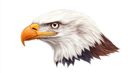 Obraz premium Wildlife Eagle, pen and ink style isolated on white background, intricate linework and shading, capturing fierce expression and dynamic wingspan of this regal bird