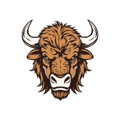 buffalo editable Esport vector logo  on white background side view, buffalo icon, buffalo head, buffalo sticker, bull, bison