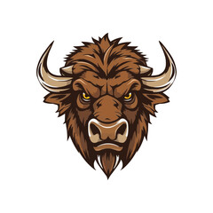 buffalo editable Esport vector logo  on white background side view, buffalo icon, buffalo head, buffalo sticker, bull, bison © Sakib
