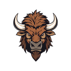 buffalo editable Esport vector logo  on white background side view, buffalo icon, buffalo head, buffalo sticker, bull, bison