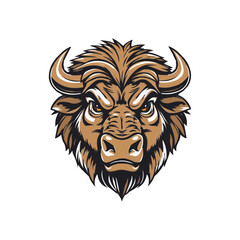 buffalo editable Esport vector logo  on white background side view, buffalo icon, buffalo head, buffalo sticker, bull, bison