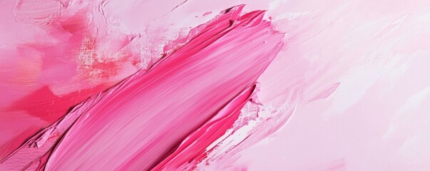 Abstract painting with pink brush strokes on