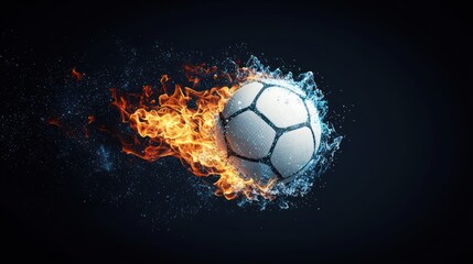 Naklejka premium Ignited Volleyball in Cinematic Hyper-Realistic Display on Black Background