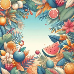 summer Background with Leaves. illustration bright background