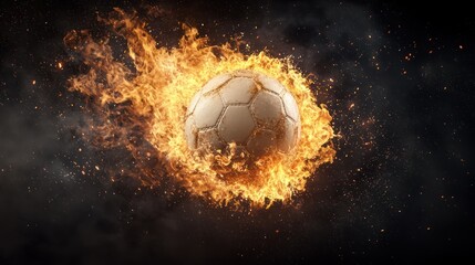 Fototapeta premium Fiery Sepak Takraw Ball in Hyper-realistic Motion with Cinematic Lighting Effect