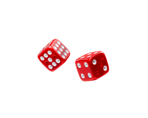 Two vibrant red dice with white dots, perfect for games, gambling, or decor. Capture the essence of chance and fun!