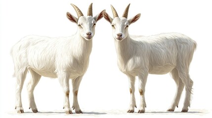 Fototapeta premium Goats (milk and cheese production) clipart, element, 3D illustration, realistic, isolated on white background