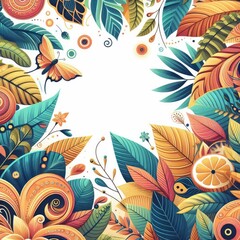 summer Background with Leaves. illustration bright background