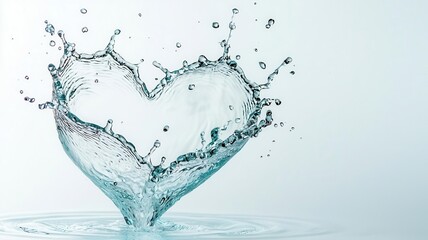 Dynamic water splash forming the shape of a heart, Water splash, fluid motion, love concept