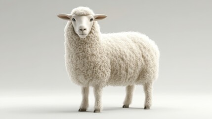 Fototapeta premium Sheep (wool) clipart, element, 3D illustration, realistic, isolated on white background