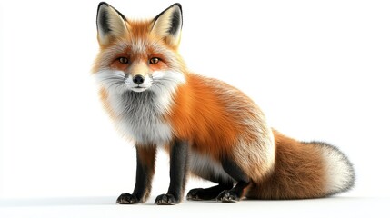 Obraz premium Foxes (fur) clipart, element, 3D illustration, realistic, isolated on white background