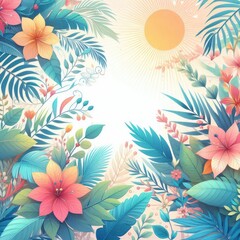 summer Background with Leaves. illustration bright background
