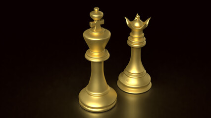 The chess on black background  for Business concept 3d rendering.